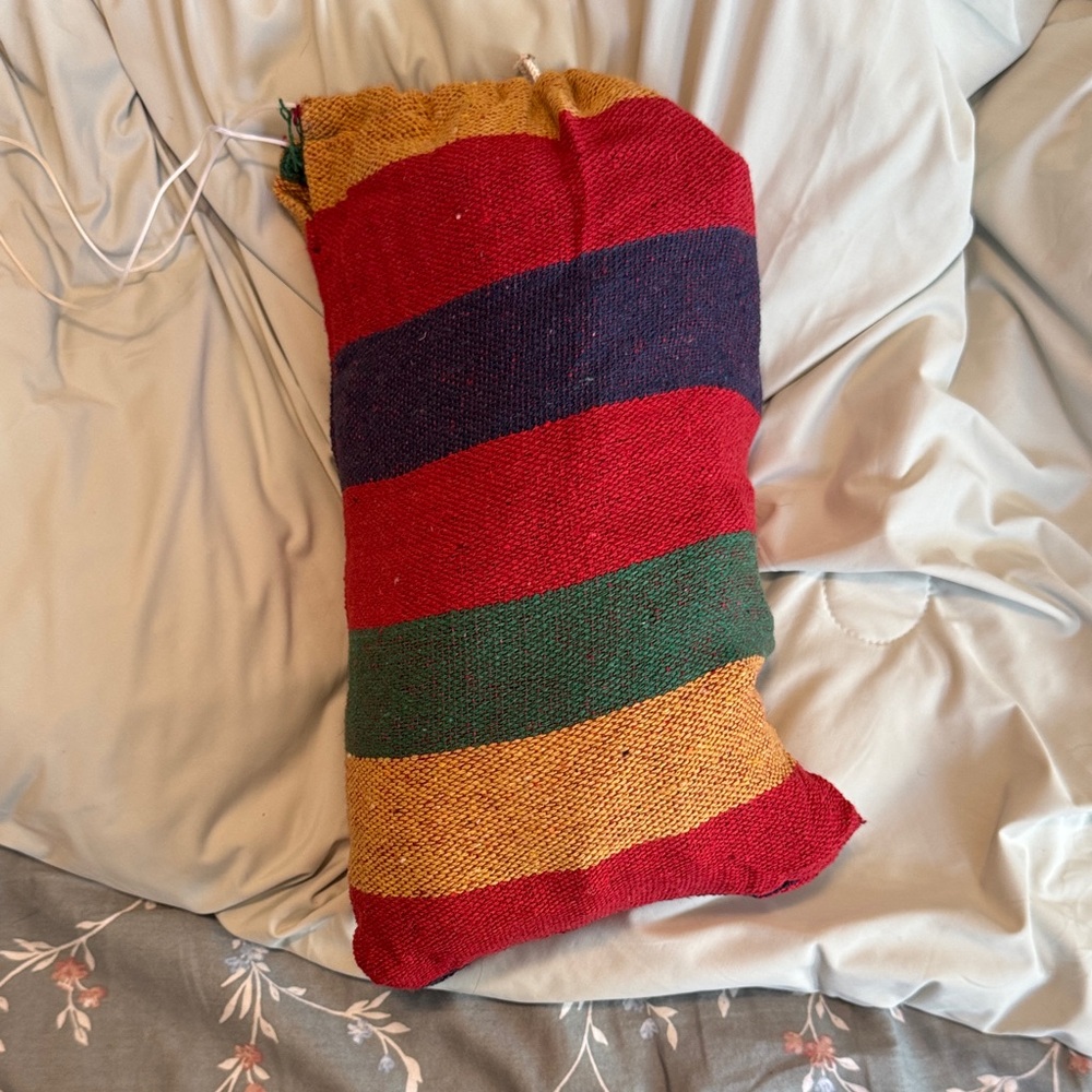 Handwoven Striped Hammock - Red, Navy, Green, Mustard